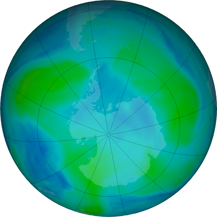 Antarctic ozone map for 02 February 2023